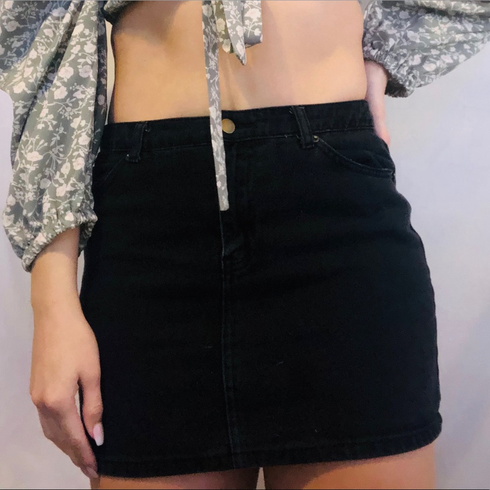 forever 21 black jean skirt
